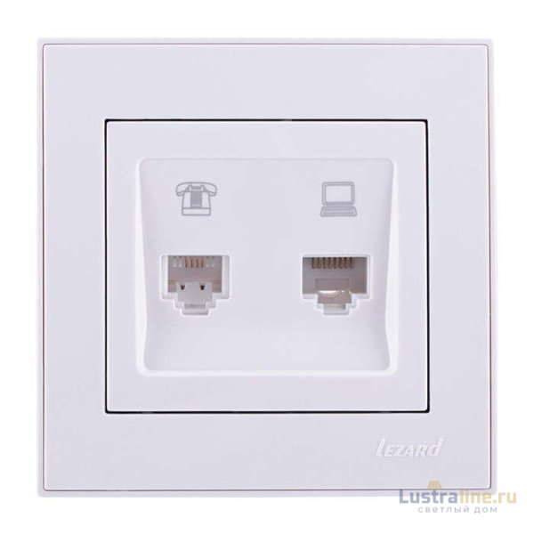 Розетка компьютерная двойная Lezard Rain 703-0202-141