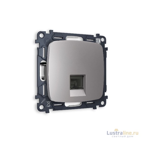 Комплект механизма телефонной розетки RJ-11(4P4C) со шторкой Ambrella Volt Omega MO512030