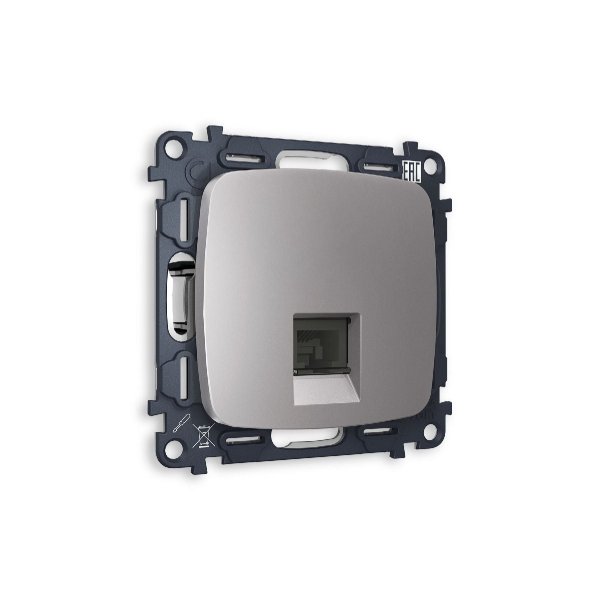 Комплект механизма телефонной розетки RJ-11(4P4C) со шторкой Ambrella Volt Omega MO512030