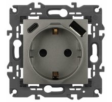Розетка со шторками с USB type-A+C Эра Elegance 14-4108-16 Б0067695