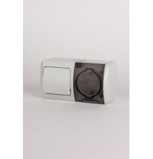 Выключатель + розетка с заземлением ELBI Eva 554-011500-920