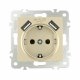 Розетка с заземлением, шторками + 2 USB Arte Milano 206.47-1.shampan