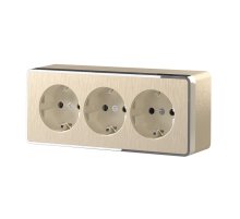 Розетка тройная с/з со шторками Werkel Gallant шампань рифленый W5073110 4690389163883