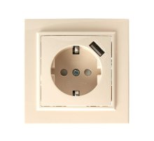 Розетка 1-местная Stekker PST16-9011-02 с защитной шторкой и с USB 39237