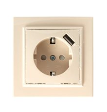 Розетка 1-местная Stekker PST16-9011-02 с защитной шторкой и с USB 39237