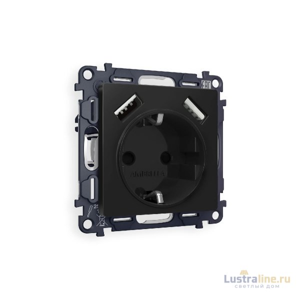 Комплект механизма розетки 2USB A+A 18W (быстрая зарядка) с/з Ambrella Volt Alfa MA809010
