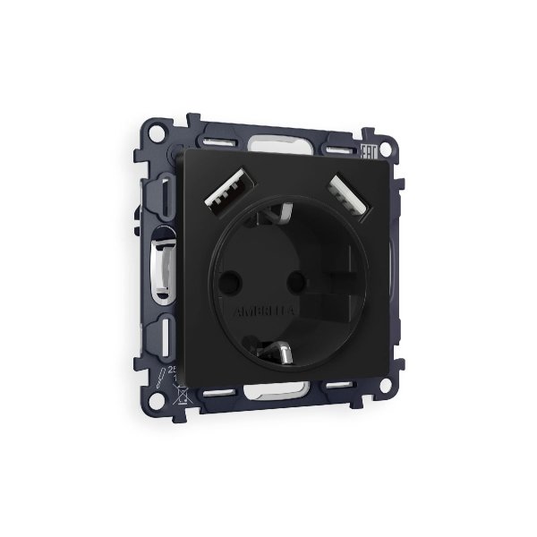 Комплект механизма розетки 2USB A+A 18W (быстрая зарядка) с/з Ambrella Volt Alfa MA809010