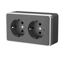 Розетка двойная с заземлением Werkel Gallant графит рифленый W5072104 4690389164675