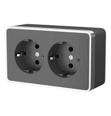 Розетка двойная с заземлением Werkel Gallant графит рифленый W5072104 4690389164675