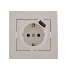 Розетка с/з + USB Lezard Rain 703-0202-181