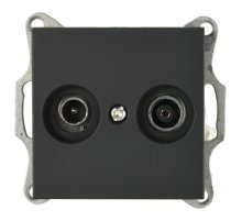 Розетка Jasmart TV-FM проходная с накладкой черный матовый (soft touch) G6205PB