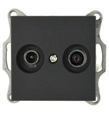 Розетка Jasmart TV-FM проходная с накладкой черный матовый (soft touch) G6205PB