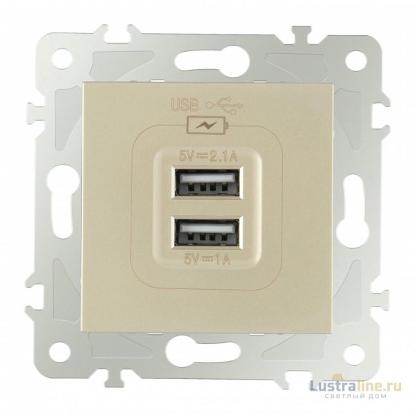 Розетка USB 2.1А+1А Arte Milano 203.46-1.shampan