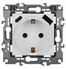 Розетка со шторками с USB type-A+C Эра 12-4108-01М Б0067711