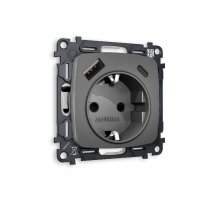 Комплект механизма розетки 2USB A+C 20W (быстрая зарядка) с/з Ambrella Volt Omega MO660010