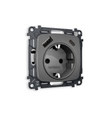 Комплект механизма розетки 2USB A+C 20W (быстрая зарядка) с/з Ambrella Volt Omega MO660010