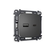 Комплект механизма розетки 2USB A+C 20W (быстрая зарядка) Ambrella Volt Omega MO661010