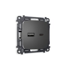 Комплект механизма розетки 2USB A+C 20W (быстрая зарядка) Ambrella Volt Omega MO661010