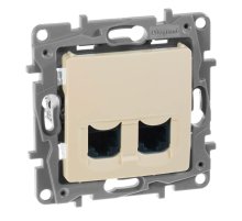 Розетка компьютерная 2хRJ45 Legrand Etika 6 кат UTP слоновая кость 672354