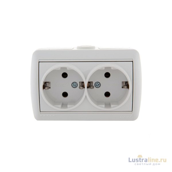 Розетка двойная с/з Lezard Nata 710-0200-127