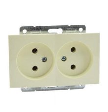 Розетка двойная без земли Mono Electric Despina-Larissa 16А 250В крем 500-001705-121
