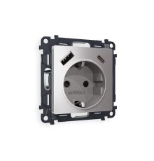 Комплект механизма розетки 2USB A+C 20W (быстрая зарядка) с/з Ambrella Volt Alfa MA510010