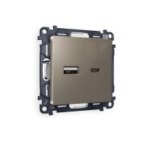 Комплект механизма розетки 2USB A+C 20W (быстрая зарядка) Ambrella Volt Alfa MA641010