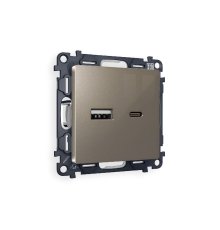 Комплект механизма розетки 2USB A+C 20W (быстрая зарядка) Ambrella Volt Alfa MA641010