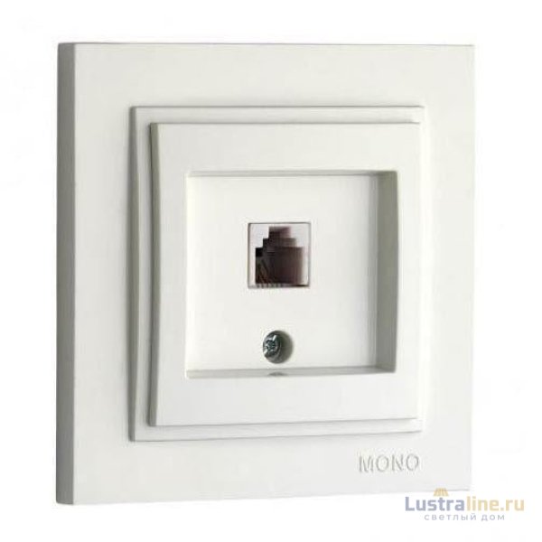 Розетка телефонная Rj45 Cat3 Mono Electric Despina белый 102-190005-124