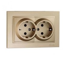 Розетка с заземлением двойная Mono Electric Despina 16А 250В титан 102-222204-120 Розетка с заземлением двойная Mono Electric Despina 16А 250В титан 102-222204-120