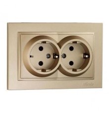 Розетка с заземлением двойная Mono Electric Despina 16А 250В титан 102-222204-120