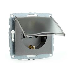 Розетка с заземлением с крышкой Mono Electric Despina-Larissa 16А 250В антрацит 500-002421-118