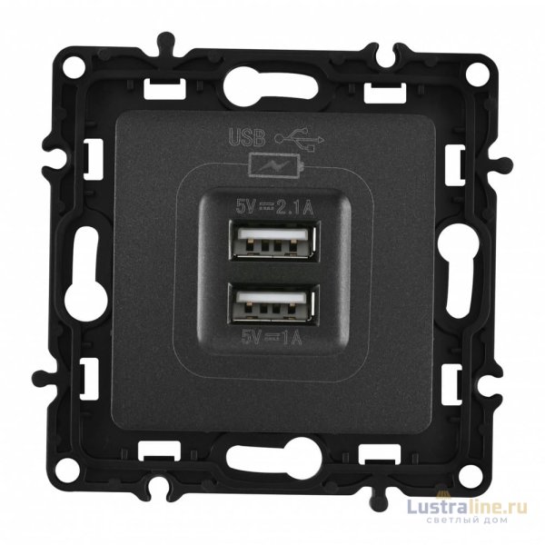 Розетка USB 2.1А+1А Arte Milano 217.46-1.black