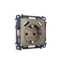 Комплект механизма розетки 2USB A+A 18W (быстрая зарядка) с/з Ambrella Volt Alfa MA639010