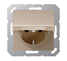 Розетка 2K+З cо шторками и крышкой Jung A1520BFKIKLCH