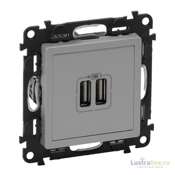 Розетка USB двойная Legrand Valena Life 240V/5V 1500mA алюминий 753612