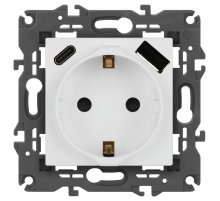 Розетка со шторками с USB type-A+C Эра Elegance 14-4108-01М Б0067710