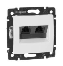 Розетка компьютерная 2хRJ45 Legrand Valena 5e кат UTP с захватами белая 774231