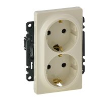 Розетка двойная Legrand Valena Life 16A 250V с/з со шторками безвинтовой зажим слоновая кость 753526