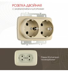 Розетка двойная с заземлением Arte Milano 205.40-2.shampan