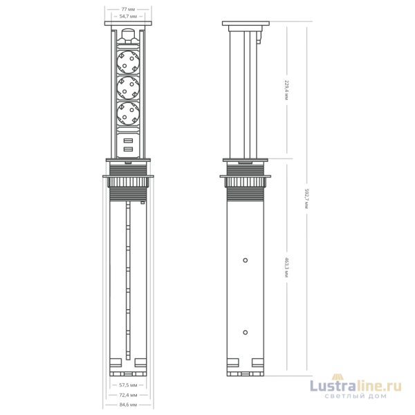 Блок розеток 105J (3 секции и 2 USB) Mebax 00-00000823