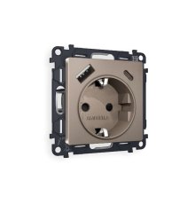 Комплект механизма розетки 2USB A+C 20W (быстрая зарядка) с/з Ambrella Volt Alfa MA640010