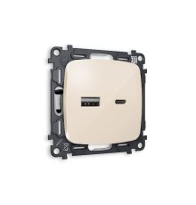 Комплект механизма розетки 2USB A+C 20W (быстрая зарядка) Ambrella Volt Omega MO311010