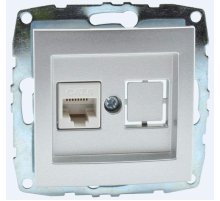 Розетка компьютерная Rj45 Cat6 Mono Electric Despina-Larissa серебро 500-002105-125 Розетка компьютерная Rj45 Cat6 Mono Electric Despina-Larissa серебро 500-002105-125