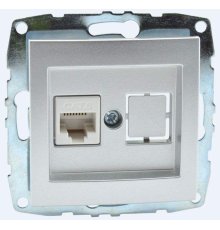 Розетка компьютерная Rj45 Cat6 Mono Electric Despina-Larissa серебро 500-002105-125