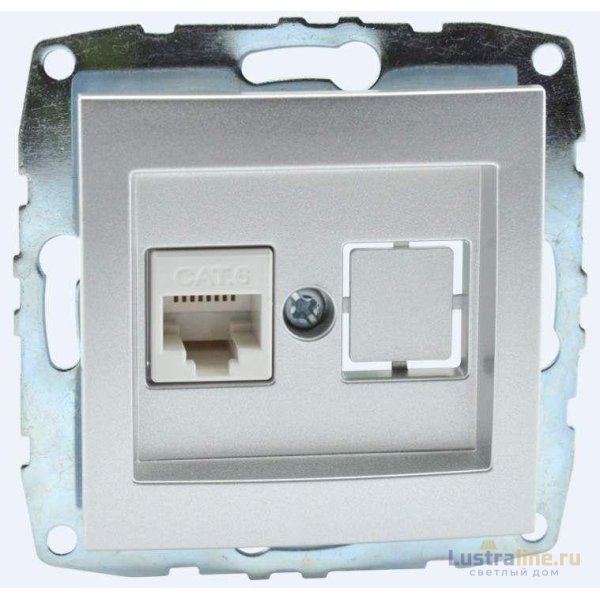 Розетка компьютерная Rj45 Cat6 Mono Electric Despina-Larissa серебро 500-002105-125