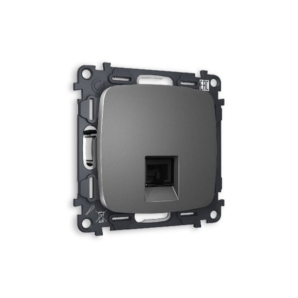 Комплект механизма компьютерной розетки RJ-45(8P8C) CAT6 со шторкой Ambrella Volt Omega MO662010