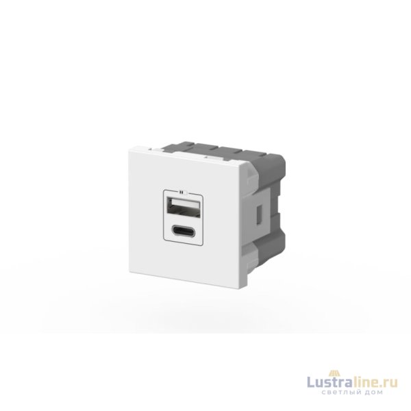 Розетка зарядного устройства Type A+C с заземлением 5V 2,4A ELBI Moda Vox 611-040232-335