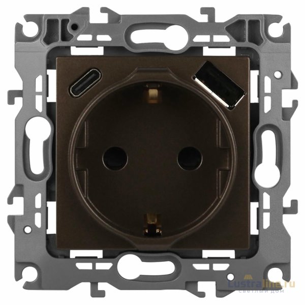 Розетка со шторками с USB type-A+C Эра 12-4108-13 Б0067757