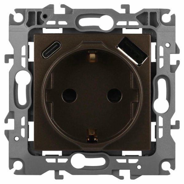 Розетка со шторками с USB type-A+C Эра 12-4108-13 Б0067757